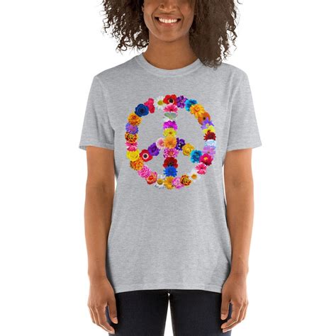 Floral Art Peace Sign T Shirt Flower Peace Sign Tshirt Love Etsy