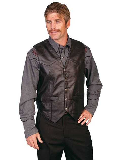 Leather Collection Vest Scully Western Soft Touch Lamb Black Mens Leather Vest Leather Wear