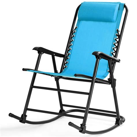 Costway Folding Zero Gravity Rocking Chair Outdoor Patio Headrest