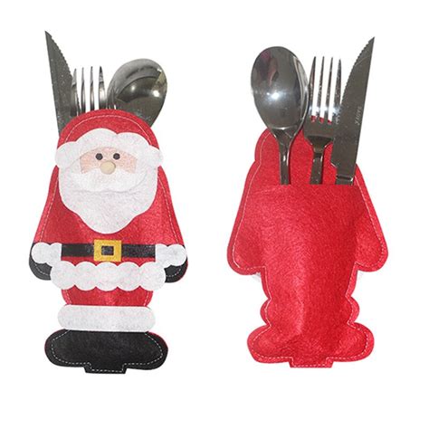 6pcs Kitchen Knives Forks Bag Cutlery Holders Santa Claus Shape T