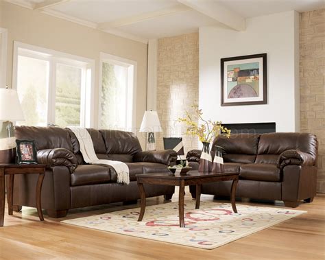 Brown Faux Leather Contemporary Living Room By Ashley 64501
