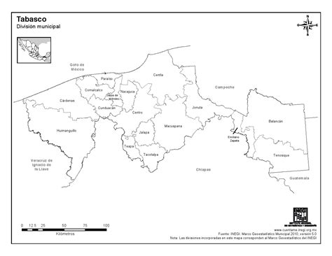 Mapa Para Imprimir De Tabasco Mapa De Municipios De Tabasco Inegi De