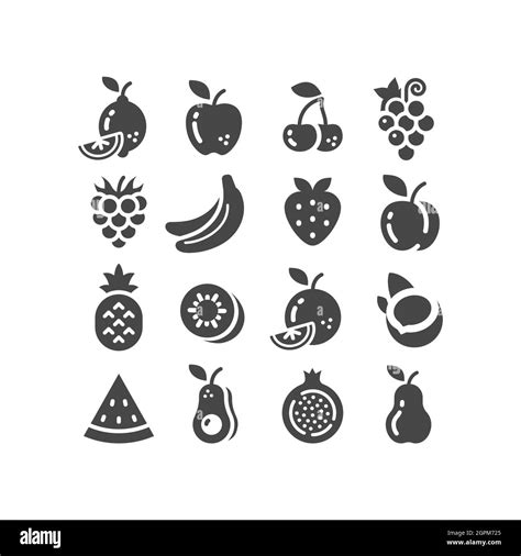 Fruits Black Vector Icon Set Stock Vector Image And Art Alamy