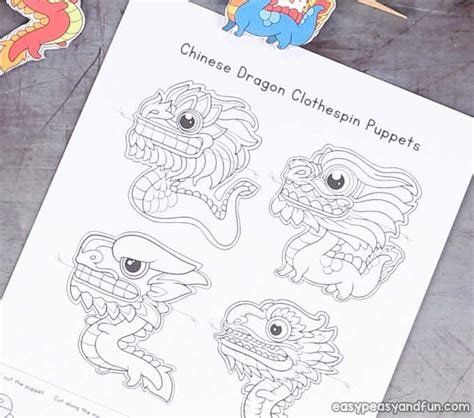 Chinese Dragon Clothespin Puppets Free Printable

