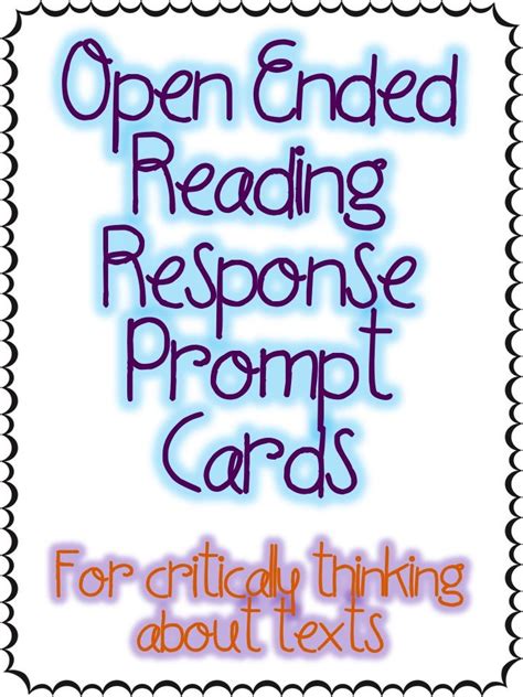 Here are great for questions. Open Ended Reading Response Cards - what a great idea!- I ...