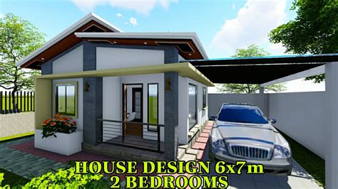 2 Bedrooms Modern Simple Small House Design 7x6 Meters W Design