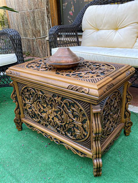 Ottoman Hope Chest Trunk Coffee Table Carved Large Chest Etsy