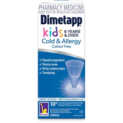 Dimetapp Kids Cold And Allergy Colour Free 6 Years 200ml