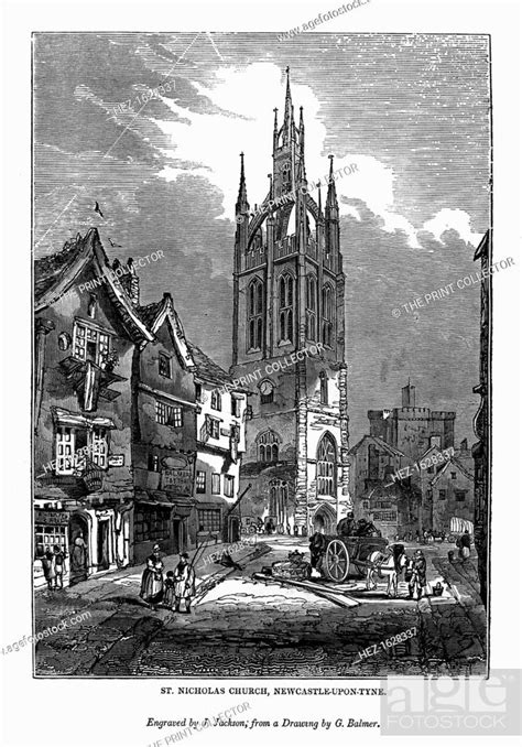 St Nicholas Church Newcastle Upon Tyne 1843 An Engraving From The
