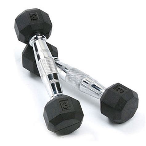 Dumbbells Hand Weights Set Of 2 Rubber Hex Chrome Handle Exercise