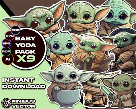 Baby Yoda Digital Art Download Cute Baby Yoda Svg Ai Png Etsy