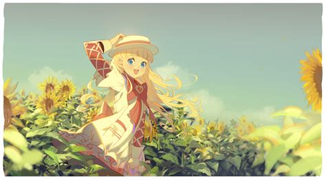 Sunflowers Anime Girls Blue Eyes Anime Blonde Hd Wallpaper Rare