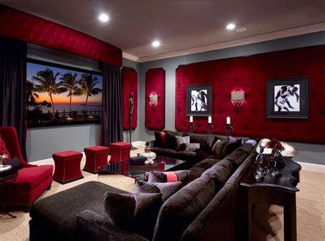 Beautiful Media Room Home Theater Decor Red Velvet Home Movie Theater