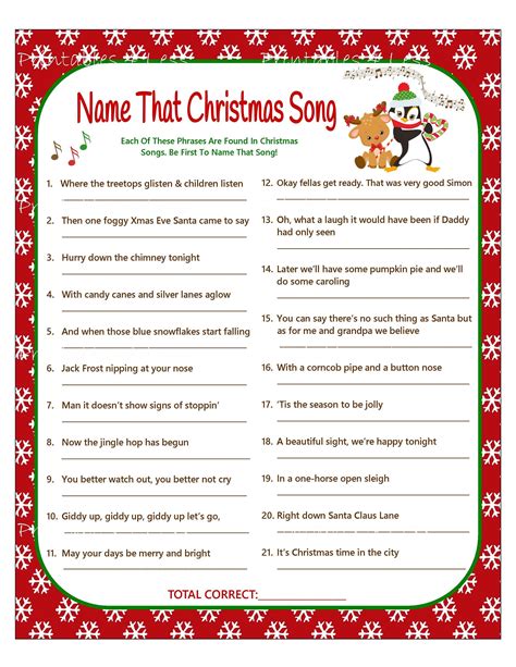 Printable Christmas Carol Games