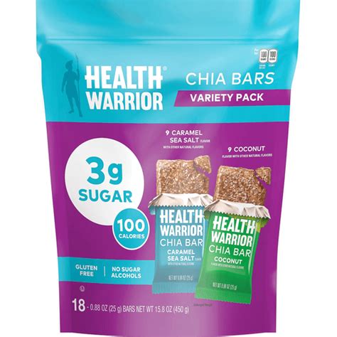 Shop health warrior products including protein mug muffins, chia bars, pumpkin seed bars, superfood protein powders & protein bars. Health Warrior Chia Bar Variety Pack .88 Oz 18 Count ...