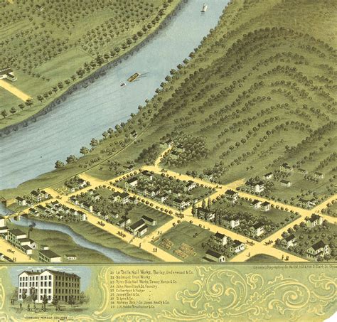 Wheeling West Virginia In 1870 Birds Eye View Map Aerial
