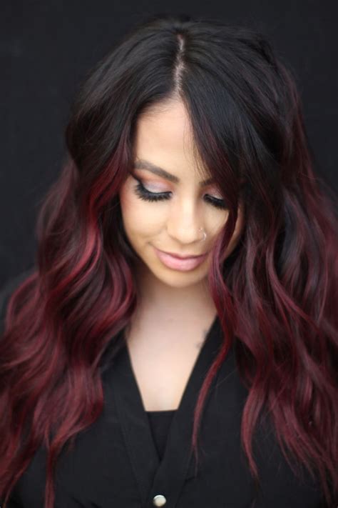 gorgeous dark red hair with extensions in 2022 dark red hair red balayage hair dark red hair