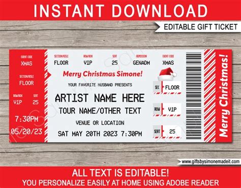 Christmas Concert Ticket Template T Certificate Voucher Coupon