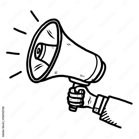 megaphone cartoon vector and illustration black and white hand drawn sketch style isolated
