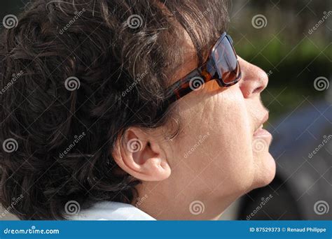 portrait of mature woman with sunglasses stock image image of caucasian pose 87529373