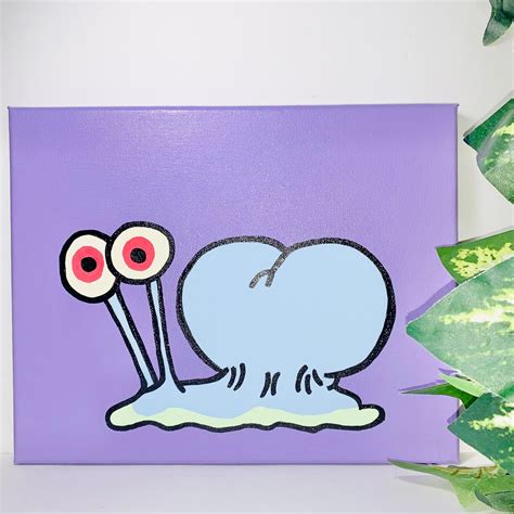 Gary The Snail Naked No Shell Cute Meme Painting 8x10 Handmade Etsy