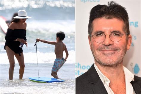 simon cowell s son eric 6 goes surfing with mum lauren silverman as his dad recovers at home