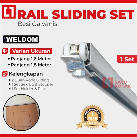 Jual Rail Sliding Rel Pintu Geser Gantung Galvanis 1 Set Komplit