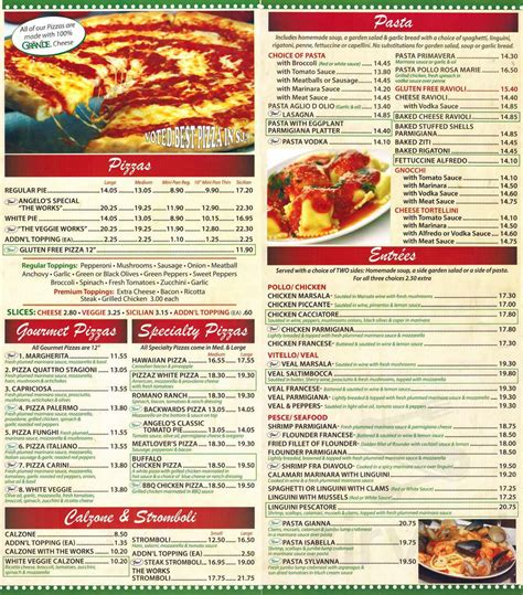 Angelo's Pizzeria Larchmont menu in Mt Laurel Township, New Jersey, USA