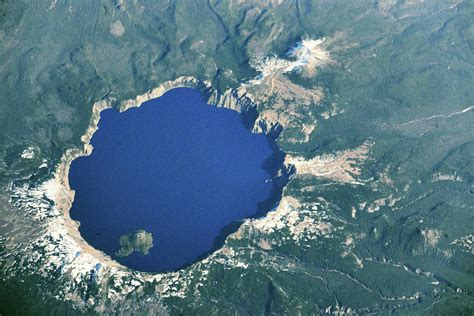 Satellite View Of Crater Lake Oregon Photograph By Panoramic Images