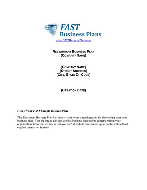 Restaurant Business Plan Template Download Free Documents For Pdf