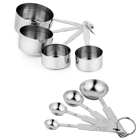 Stainless Steel Measuring Cups And Spoon 4 Cups And 4 Spoons Rident Kitchen