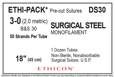 Ethicon Ds30 Ethi Pack Surgical Stainless Steel Suture