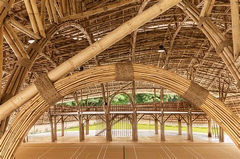 Zero Carbon All Bamboo Sports Hall Features Organic 50 Foot Trusses