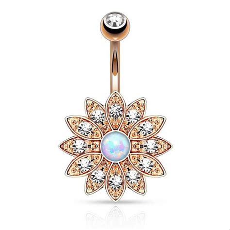 Hot Surgical Steel Big Flower Dangle Belly Button Ring Sexy Crystal Double Piercing Barbell