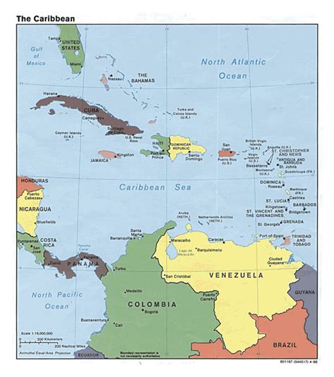 Large Detailed Political Map Of The Caribbean With Capitals And Major