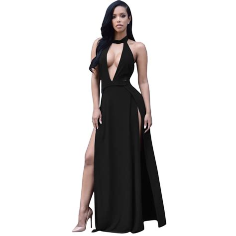 Plus Size Sexy Club Long Black Evening Party Dress Women 2018 Summer