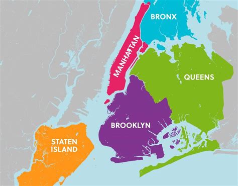 New York Karte Stadtteile - Karte und plan die 5 bezirke (boroughs) und ...
