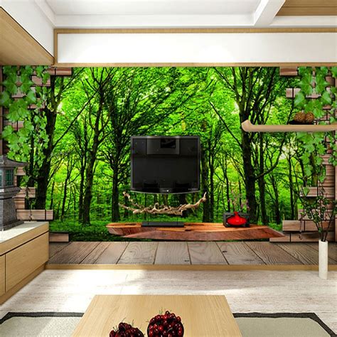 Beibehang Tiles Forest Scenery Patterns Papel De Parede Wallpaper For