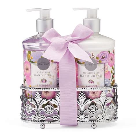 Simple Pleasures 2 Pc Lavender Hand Soap And Hand Cream Caddy T Set