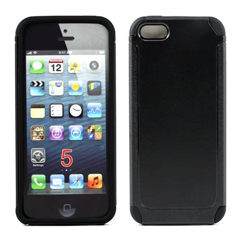 Wholesale Apple Iphone 5 5s Double Layer Case Black Black