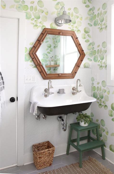 Diy Home Guest Bathroom Makeover With Removable Wallpaper Tile I