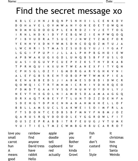 Find The Secret Message Xo Word Search Wordmint