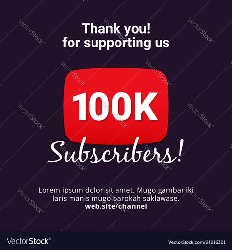 Thanks 100k Subscribers Celebration Background Vector Image