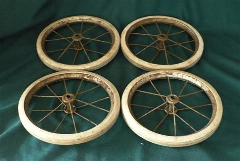 4 Wheels Buggy Carriage Metal Spokes Rubber By Rescuedobjects