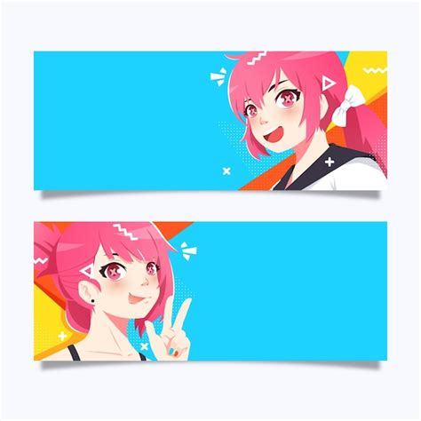 Free Vector Detailed Anime Banners Template