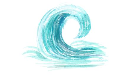 海の波水彩波オーシャンブルーイラスト画像とpsdフリー素材透過の無料ダウンロード Pngtree