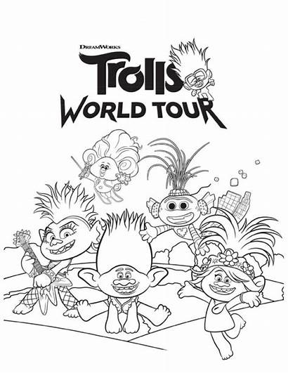 Trolls Coloring Tour Pages Printable Dreamworks Barb