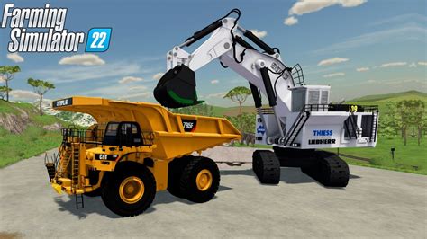 Farming Simulator Liebherr Giant Excavator Loading A Mining Truck Youtube