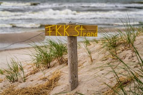 Sign Fkk Strand German For Naturist Beach Stock Photo Image Of