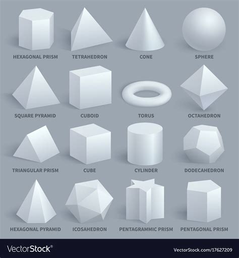 Realistic White Basic 3d Shapes Set Royalty Free Vector